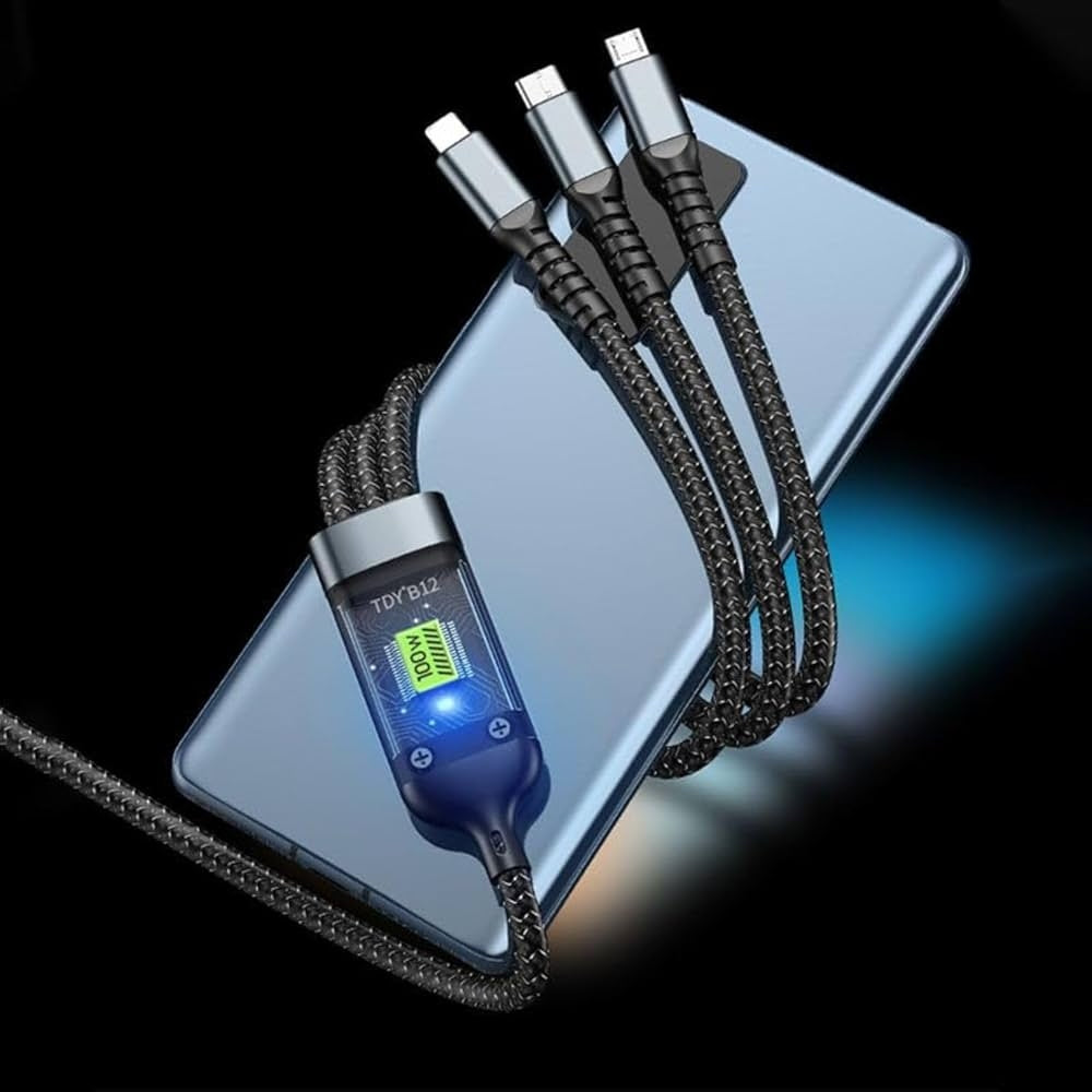 3-in-1 multiple charger cable with three different connectors
