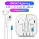 Wired Woofer Handsfree with Lightning Connector for iPhone 7 to 13 Pro Max, High Bass Sound, In-Ear with Mic, White